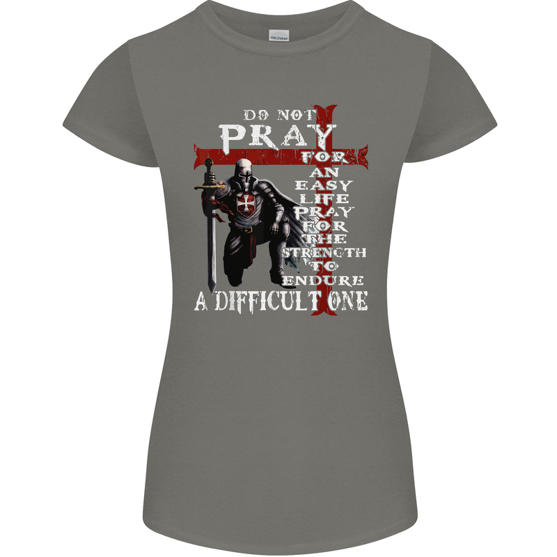 Do Not Pray Knights Templar St Georges Day Womens Petite Cut T-Shirt Charcoal