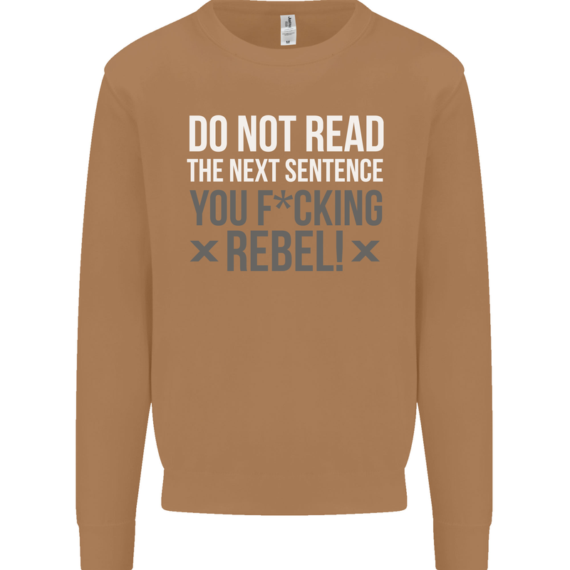 Do Not Read the Next Sentence Offensive Mens Sweatshirt Jumper Caramel Latte