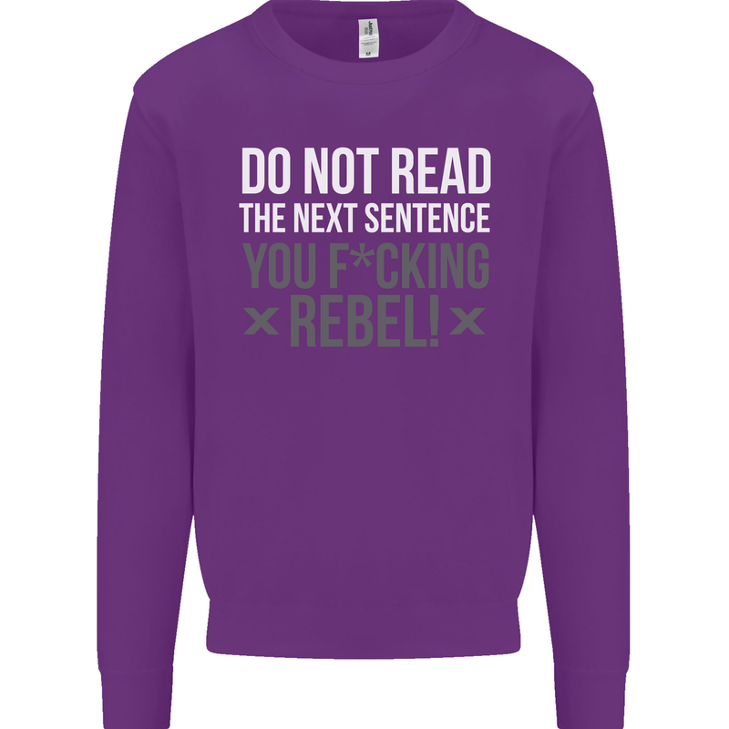 Do Not Read the Next Sentence Offensive Mens Sweatshirt Jumper Purple