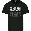 Do Not Read the Next Sentence Offensive Mens V-Neck Cotton T-Shirt Black