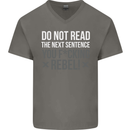 Do Not Read the Next Sentence Offensive Mens V-Neck Cotton T-Shirt Charcoal