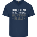 Do Not Read the Next Sentence Offensive Mens V-Neck Cotton T-Shirt Navy Blue