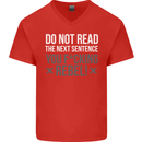 Do Not Read the Next Sentence Offensive Mens V-Neck Cotton T-Shirt Red