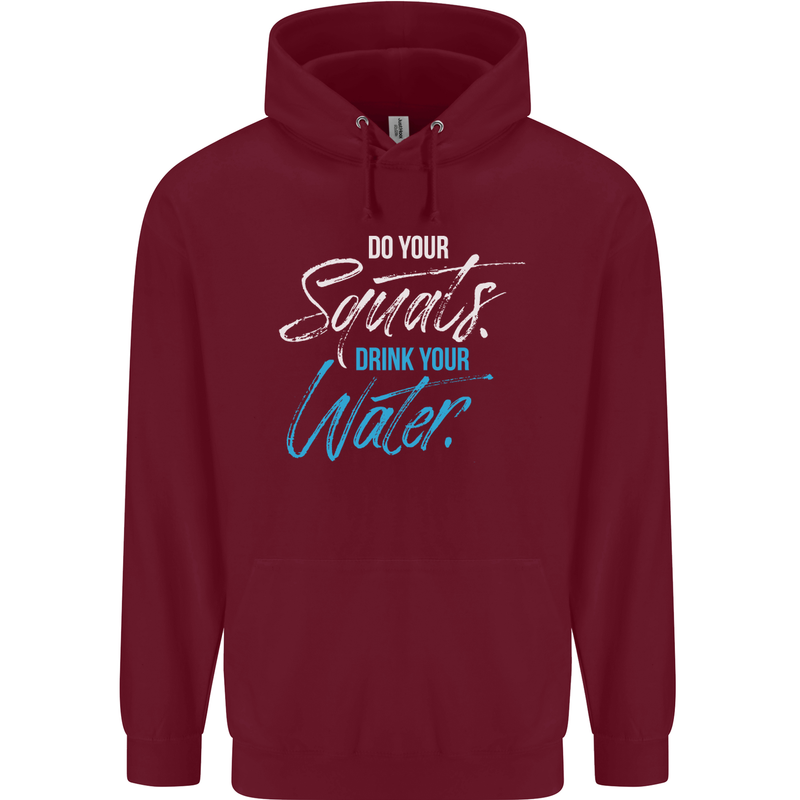 Do Your Squats Drink Water Gym Training Top Mens 80% Cotton Hoodie Maroon