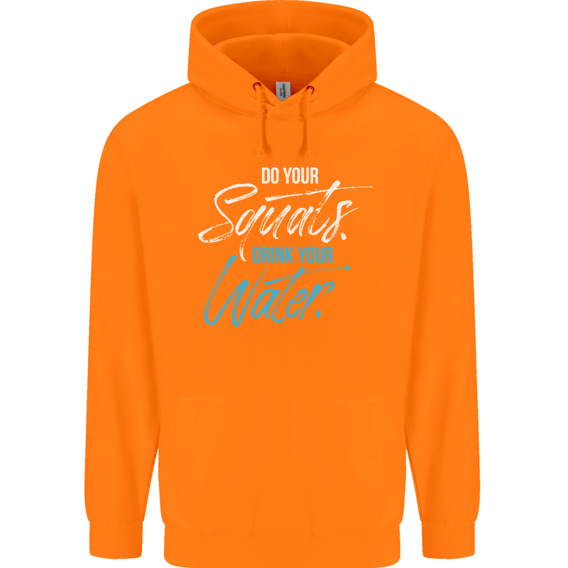 Do Your Squats Drink Water Gym Training Top Mens 80% Cotton Hoodie Orange