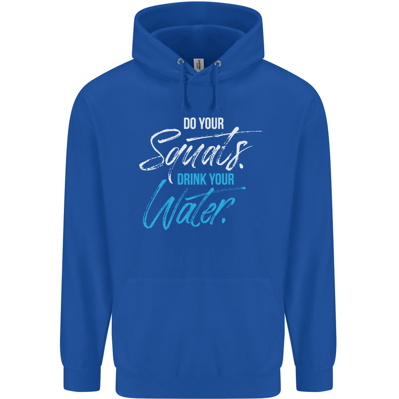 Do Your Squats Drink Water Gym Training Top Mens 80% Cotton Hoodie Royal Blue