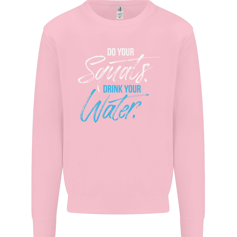 Do Your Squats Drink Water Gym Training Top Mens Sweatshirt Jumper Light Pink