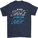 Do Your Squats Drink Water Gym Training Top Mens T-Shirt Cotton Gildan Navy Blue