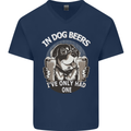 Dog Beers Ive Only Had 2 Funny Beer Alcohol Mens V-Neck Cotton T-Shirt Navy Blue