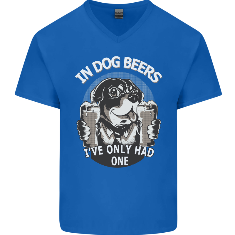 Dog Beers Ive Only Had 2 Funny Beer Alcohol Mens V-Neck Cotton T-Shirt Royal Blue