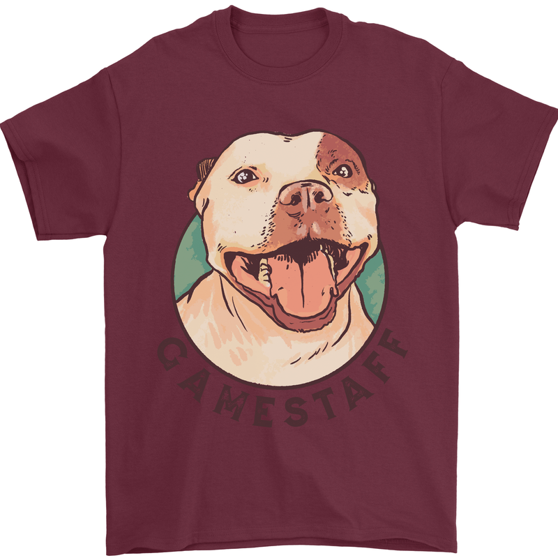 Dog Gamestaff Mens T-Shirt Cotton Gildan Maroon