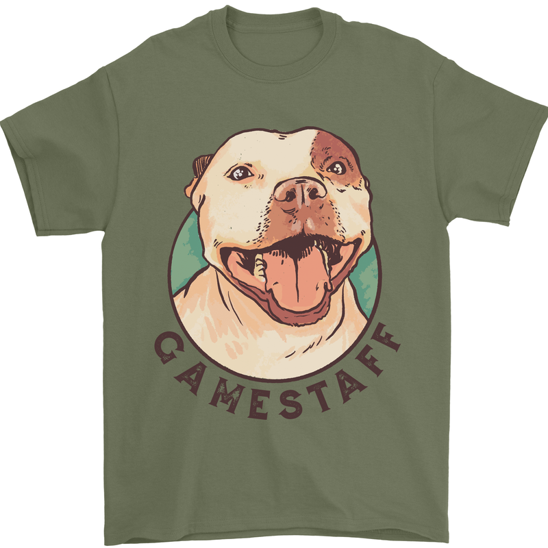 Dog Gamestaff Mens T-Shirt Cotton Gildan Military Green
