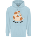 Dog I Hate Cats Funny Mens 80% Cotton Hoodie Light Blue
