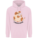 Dog I Hate Cats Funny Mens 80% Cotton Hoodie Light Pink