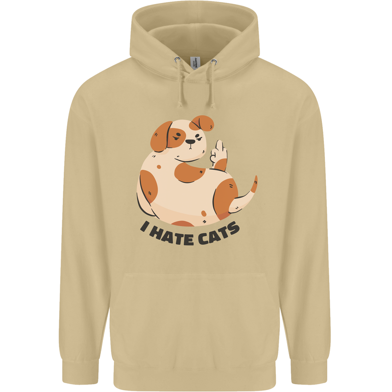 Dog I Hate Cats Funny Mens 80% Cotton Hoodie Sand