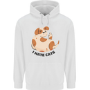 Dog I Hate Cats Funny Mens 80% Cotton Hoodie White