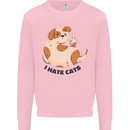 Dog I Hate Cats Funny Mens Sweatshirt Jumper Light Pink