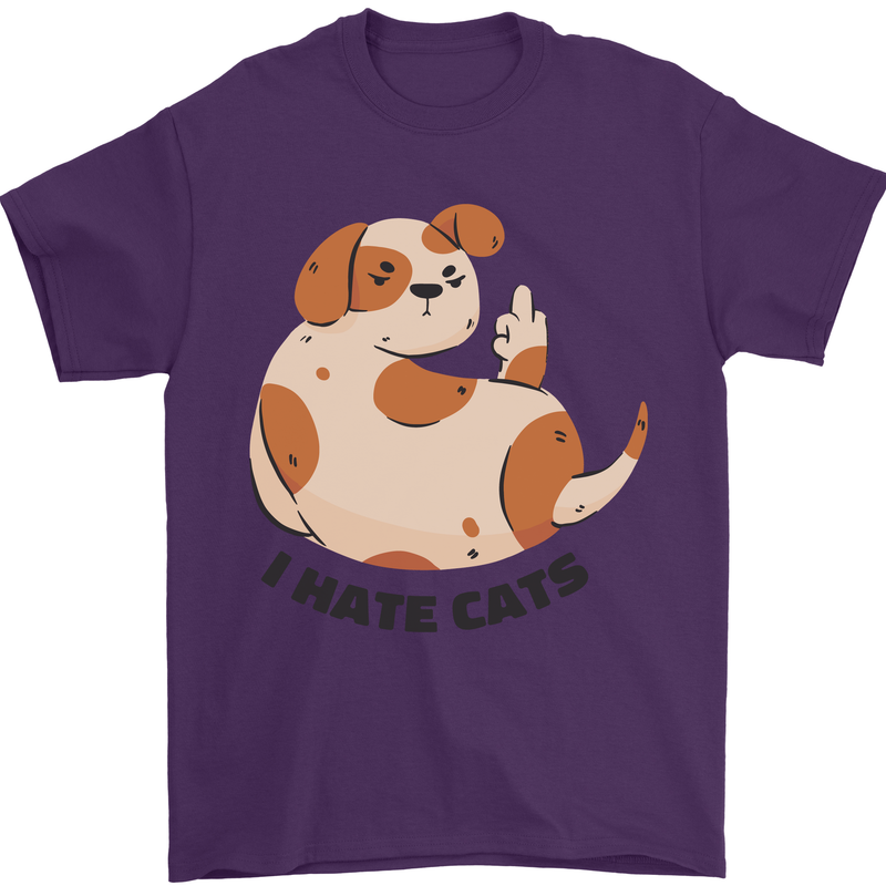 Dog I Hate Cats Funny Mens T-Shirt Cotton Gildan Purple