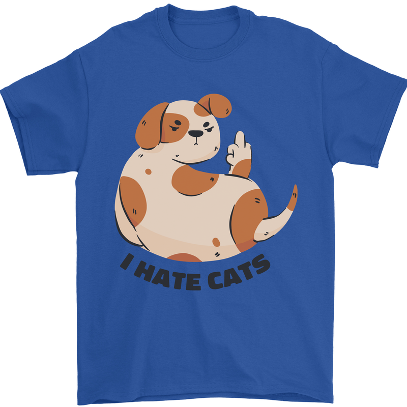 Dog I Hate Cats Funny Mens T-Shirt Cotton Gildan Royal Blue