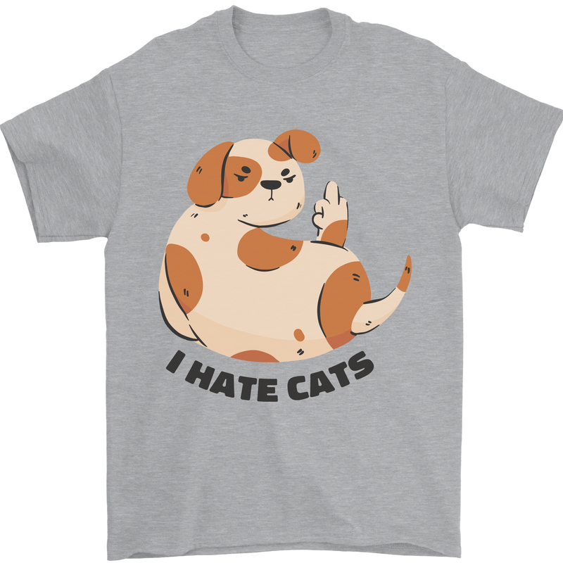 Dog I Hate Cats Funny Mens T-Shirt Cotton Gildan Sports Grey