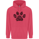 Dog Paw Print Word Art Childrens Kids Hoodie Heliconia