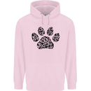 Dog Paw Print Word Art Childrens Kids Hoodie Light Pink