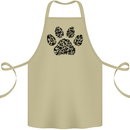 Dog Paw Print Word Art Cotton Apron 100% Organic Khaki