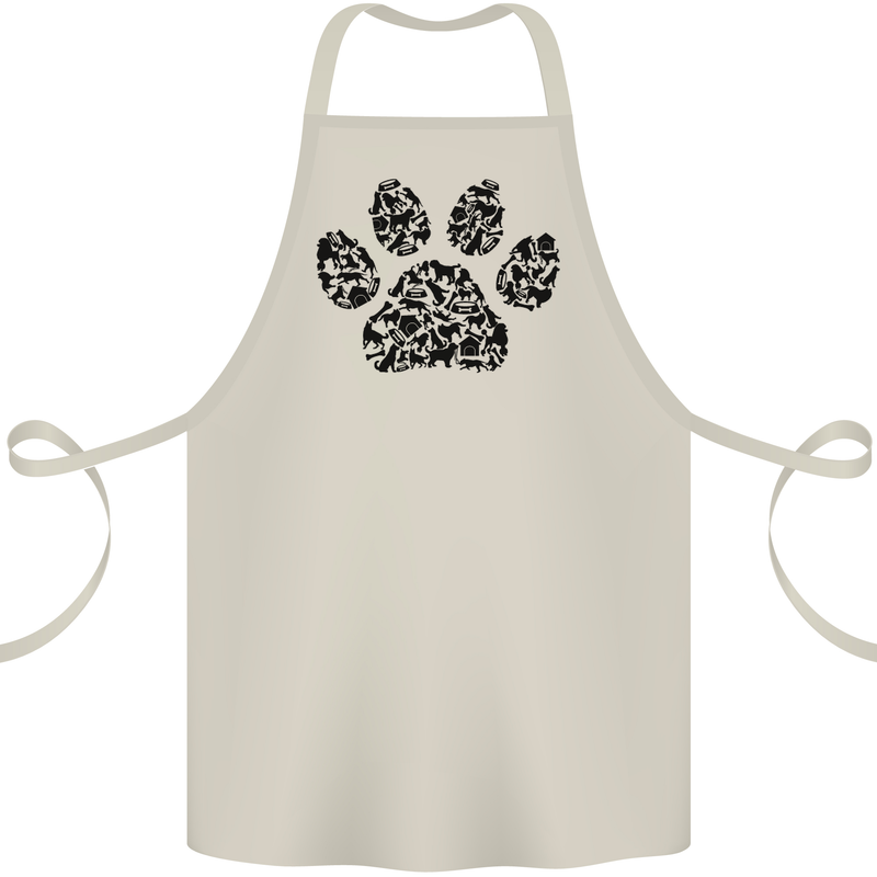 Dog Paw Print Word Art Cotton Apron 100% Organic Natural