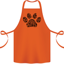Dog Paw Print Word Art Cotton Apron 100% Organic Orange