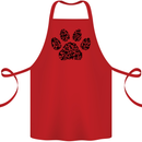 Dog Paw Print Word Art Cotton Apron 100% Organic Red