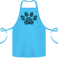 Dog Paw Print Word Art Cotton Apron 100% Organic Turquoise