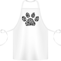 Dog Paw Print Word Art Cotton Apron 100% Organic White
