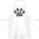 Dog Paw Print Word Art Cotton Apron 100% Organic White