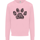 Dog Paw Print Word Art Kids Sweatshirt Jumper Light Pink