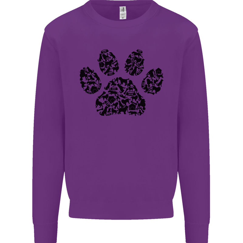 Dog Paw Print Word Art Kids Sweatshirt Jumper Purple