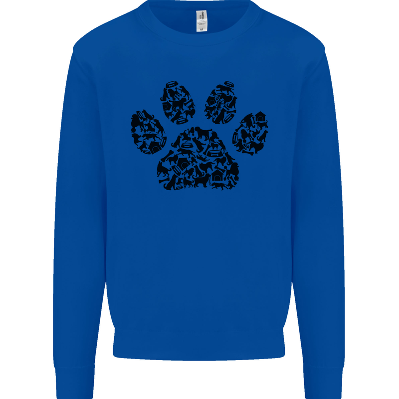 Dog Paw Print Word Art Kids Sweatshirt Jumper Royal Blue
