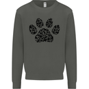 Dog Paw Print Word Art Kids Sweatshirt Jumper Storm Grey