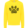Dog Paw Print Word Art Kids Sweatshirt Jumper Yellow