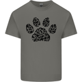 Dog Paw Print Word Art Kids T-Shirt Childrens Charcoal
