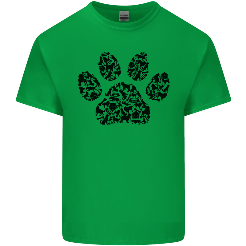 Dog Paw Print Word Art Kids T-Shirt Childrens Irish Green