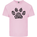Dog Paw Print Word Art Kids T-Shirt Childrens Light Pink