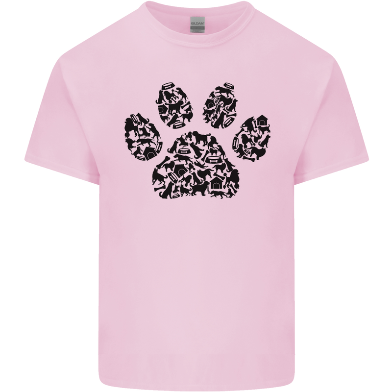 Dog Paw Print Word Art Kids T-Shirt Childrens Light Pink