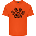 Dog Paw Print Word Art Kids T-Shirt Childrens Orange