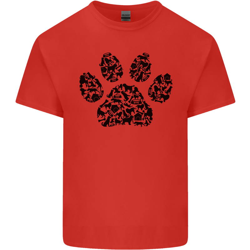 Dog Paw Print Word Art Kids T-Shirt Childrens Red