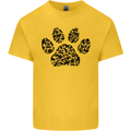 Dog Paw Print Word Art Kids T-Shirt Childrens Yellow