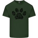 Dog Paw Print Word Art Mens Cotton T-Shirt Tee Top Forest Green