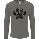 Dog Paw Print Word Art Mens Long Sleeve T-Shirt Charcoal