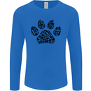 Dog Paw Print Word Art Mens Long Sleeve T-Shirt Royal Blue