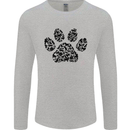 Dog Paw Print Word Art Mens Long Sleeve T-Shirt Sports Grey