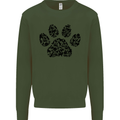 Dog Paw Print Word Art Mens Sweatshirt Jumper Forest Green